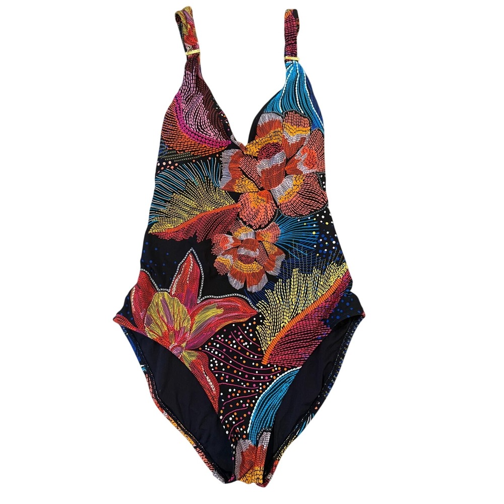 La Blanca Sunlit Soiree Mio One Piece Swimsuit Size 10 Tassel Lace Up Back